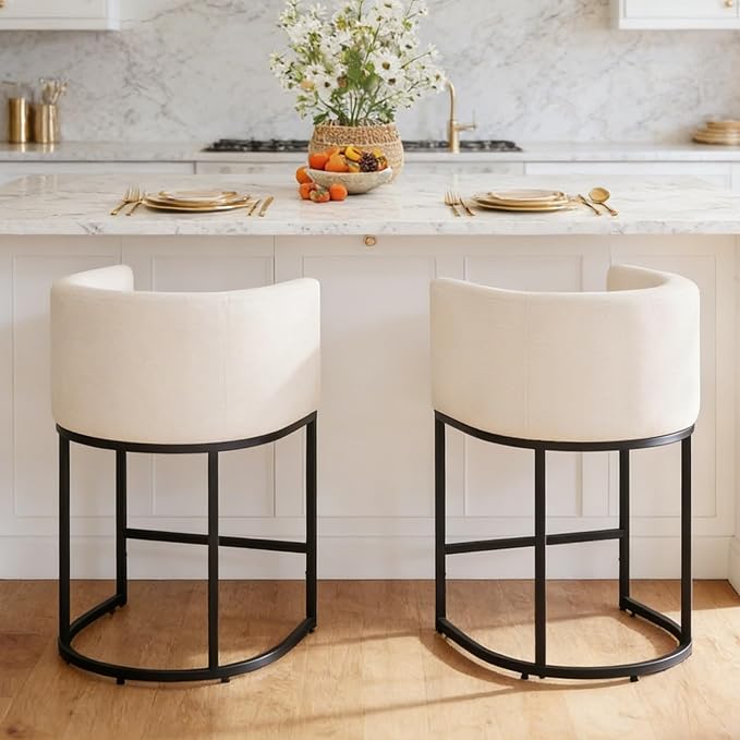 ClinQ 26" H Counter Height Bar Stools Set of 3, Modern Barrel Counter Stools - Image 8