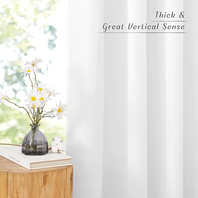 NICETOWN Thick Linen White Curtains 72 inches Long - Image 5