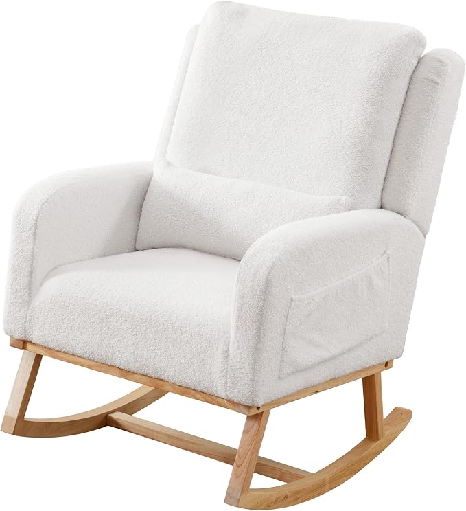 HCHAIRH Rocking Chair Nursery, Sherpa Nursing Rocking Chairs, Upholstered - Image 9
