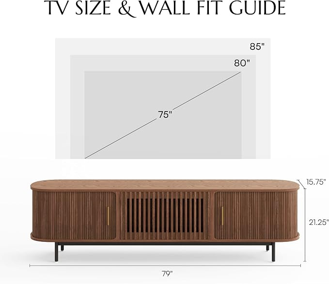 POVISON Fully-Assembled Mid Century Modern TV Stand - Image 8