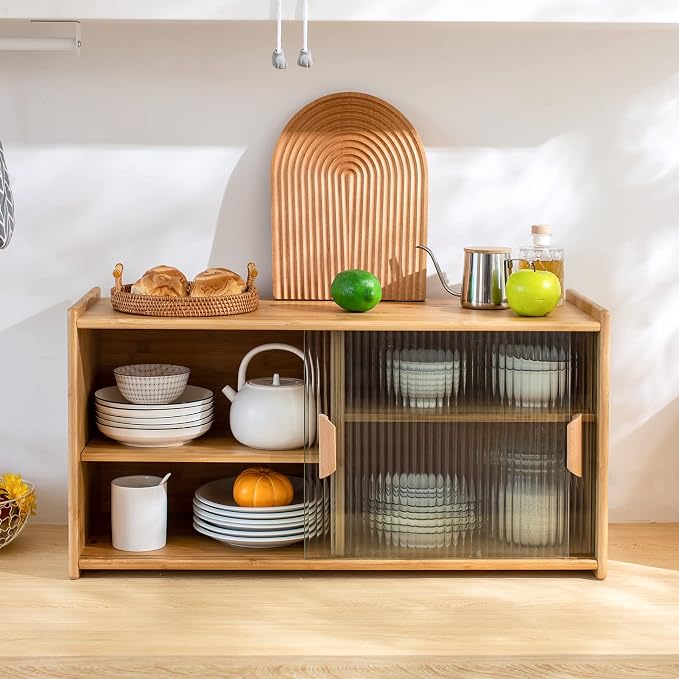 HollyHOME Small Bamboo Wall Mounted Kitchen Pantry Sideboard by HollyHOME