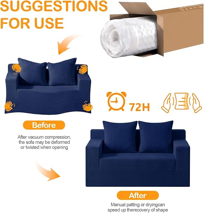 Erament Boneless Loveseat Convertible Sofa Bed, Folding Floor Futon Sleeper - Image 7