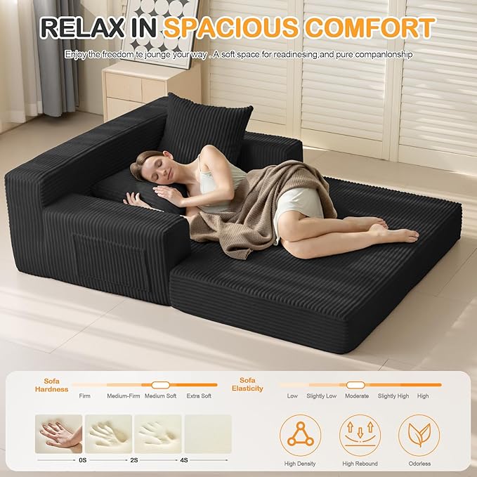 Erament Loveseat Boneless Convertible Sofa Bed, Folding Floor Futon Sleeper - Image 6