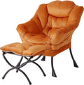 Welnow Orange Lazy Chair with Ottoman, Modern Accent Chair with Armrests and a by LifeGetsBetterWithWelnow