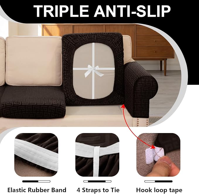 UNBBRRL 10 Pieces Stretch Sofa Cushion Covers - Image 3