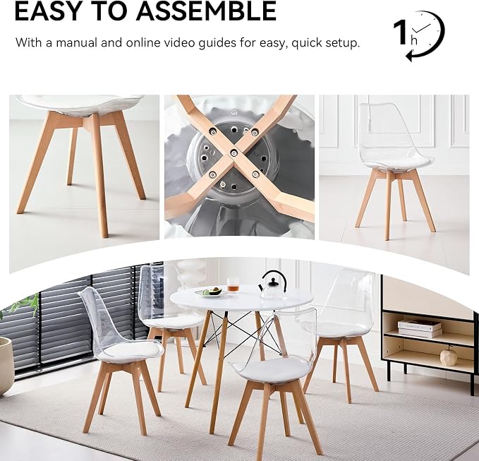 5-Piece Round Dining Table Set, Small Kitchen Table Chairs Set of 4 Space - Image 7