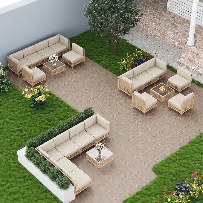 7-Piece Generous Patio Furniture Set, Wicker Outdoor Sectional Set - Image 6