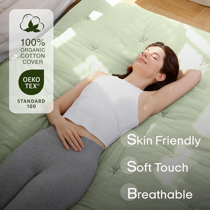 ZonLi Japanese Floor Futon Mattress Twin Size 75"x 39", 100% Cotton Cover 2.5'' - Image 2