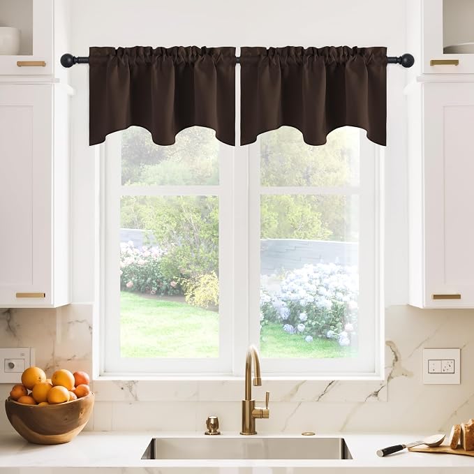 NICETOWN 2 Panels Kitchen Window Valances Farmhouse Style Window Treatment by NICETOWN