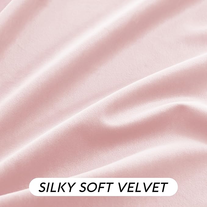 RYB HOME Pink Velvet Curtains 84 inches, Back Tab Soft Fabric Room Darkening - Image 3