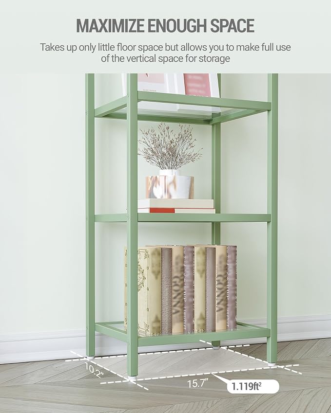 Hzuaneri Bookcase Bookshelf, Tempered Glass Bookshelves, Slim Shelving Unit - Image 7