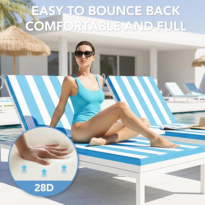 L'AGRATY Outdoor Lounge Chaise Cushion: 72x21x3 Inch Waterproof Lounge Chair - Image 3