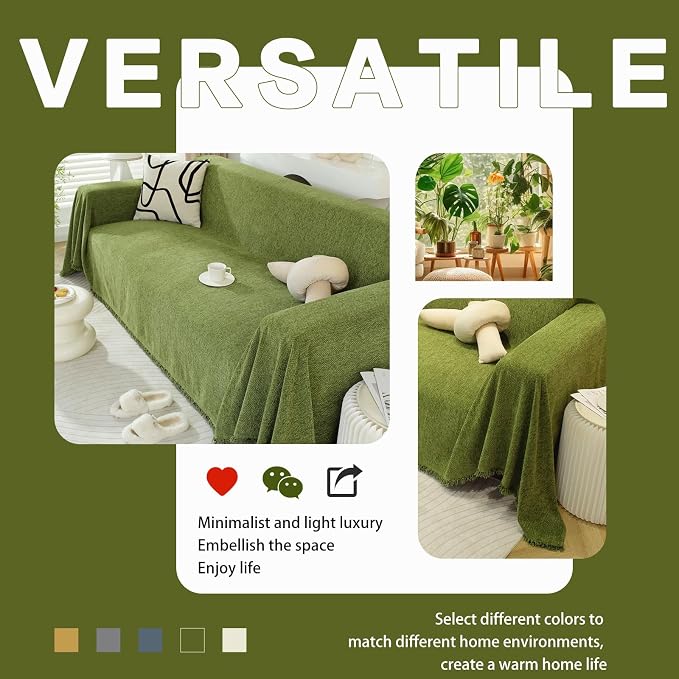DREAMINGO Sofa Covers Washable Chenille Couch Cover Blanket Modern Style Living - Image 6