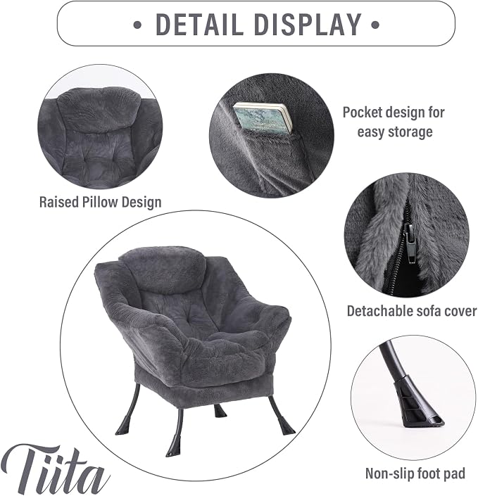 Tiita Lazy Chair with Ottoman, Modern Large Accent Lounge Chair, Leisure Sofa - Image 2