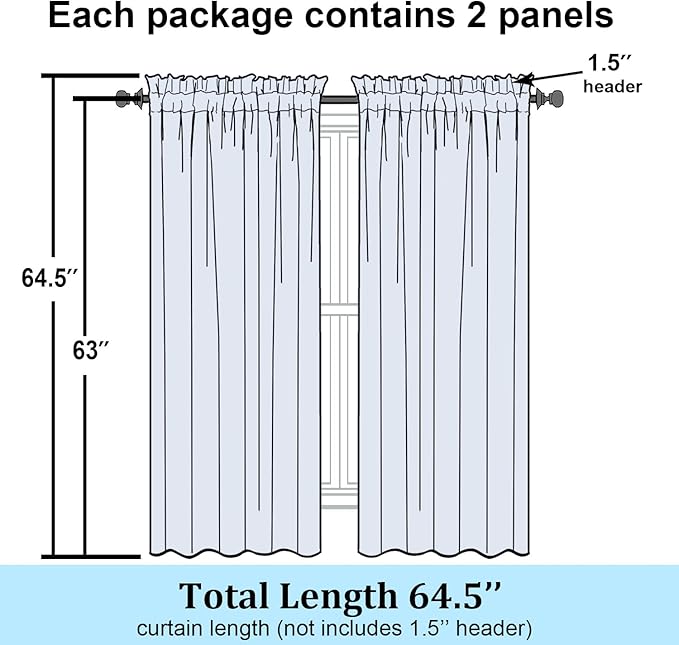 Simplebrand Gold Semi Sheer Curtains 63 Inch Length 2 Panels, Light Filtering - Image 7