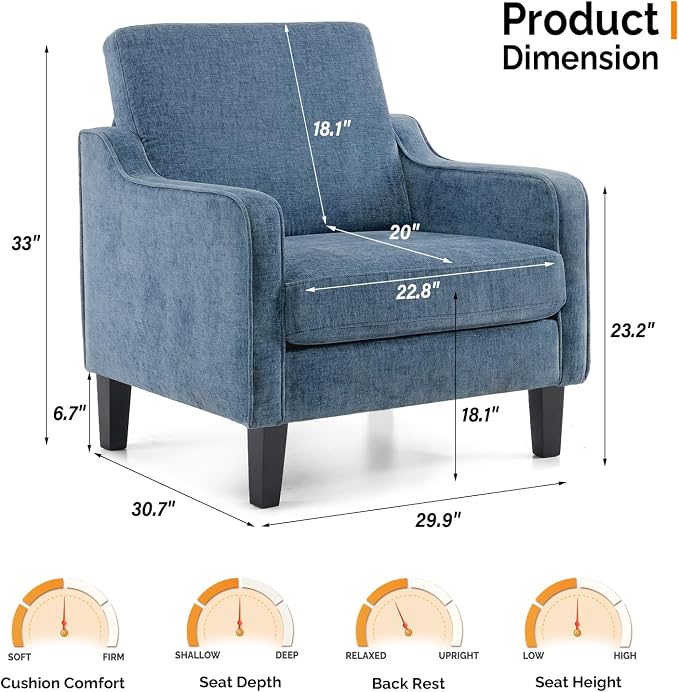 VINGLI Mid Century Modern Accent Chair, Waiting Room - Image 3