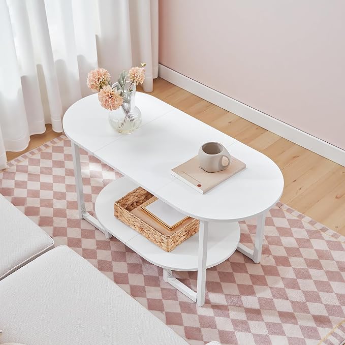 HOOBRO Coffee Table for Living Room, Oval Small Coffee Table - Image 6