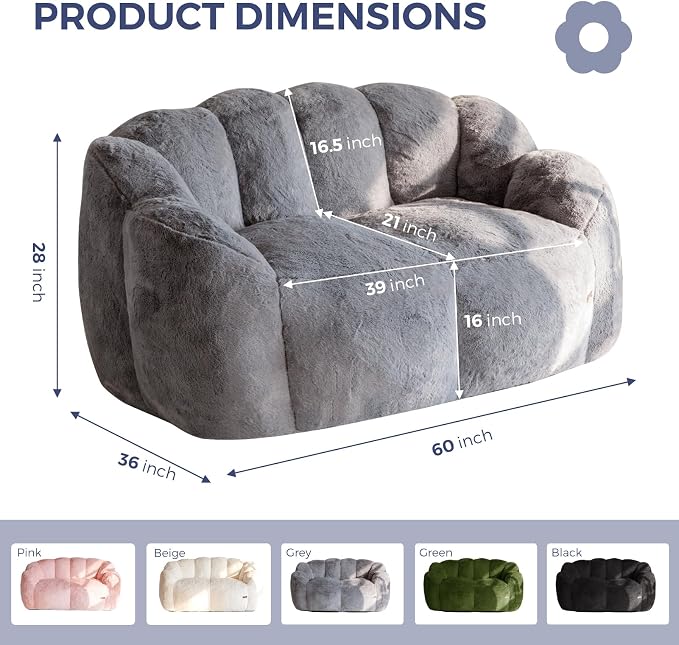 MAXYOYO Bean Bag Chair for Adults, Loveseat Floral Shaped Bean Bag Sofa - Image 2