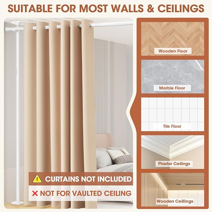 SUNALLY Room Divider Curtain Rod, No Drilling Room Separator - Image 4