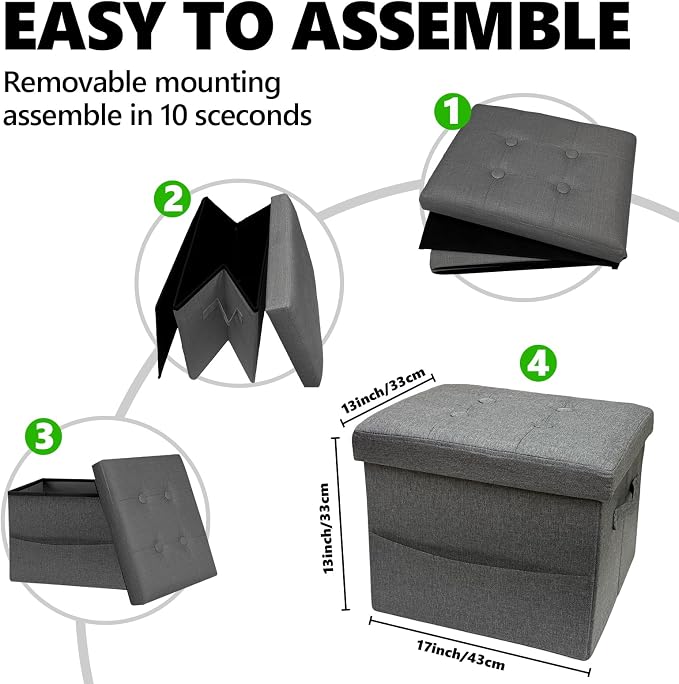 ALASDO Storage Ottoman Footrest Stool Small Ottoman - Image 3