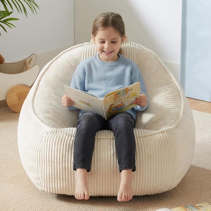 HUGHEAVEN Bean Bag Chairs for Kids, Toddler Bean Bag Chair, Comfy Cozy Reading by HUGHEAVENBeanBagChairs