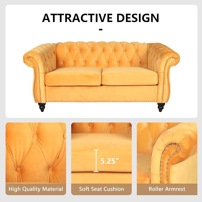 QHITTY 2 Piece Living Room Set, Sectional Chesterfield Sofa Chair Contemporary - Image 4
