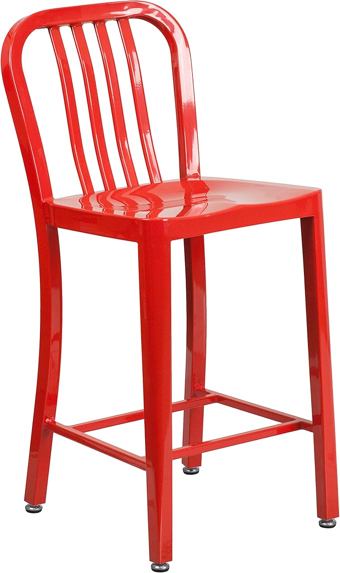 Flash Furniture Gael Commercial Grade 2 Pack 24" High Red Metal Indoor-Outdoor - Image 11