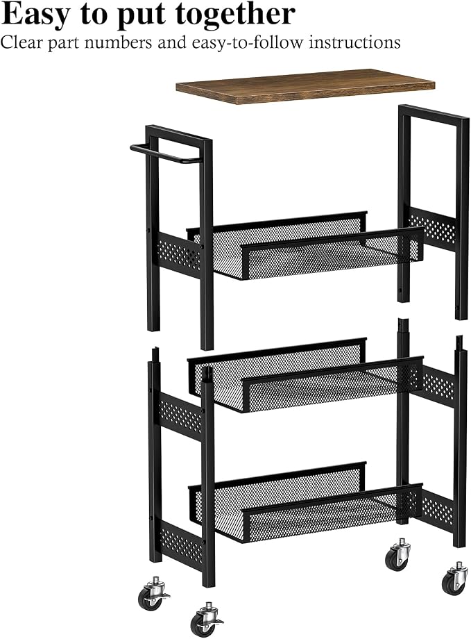 OKZEST Utility Slim Storage Cart, 4-Tier Narrow Bathroom Organizer and Storage - Image 9