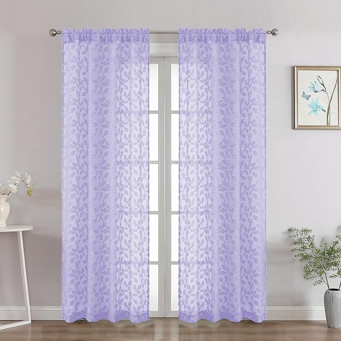 Chyhomenyc Light Purple Sheer Curtains 72 Inches Long 2 Panels Set, Light by Chyhomenyc
