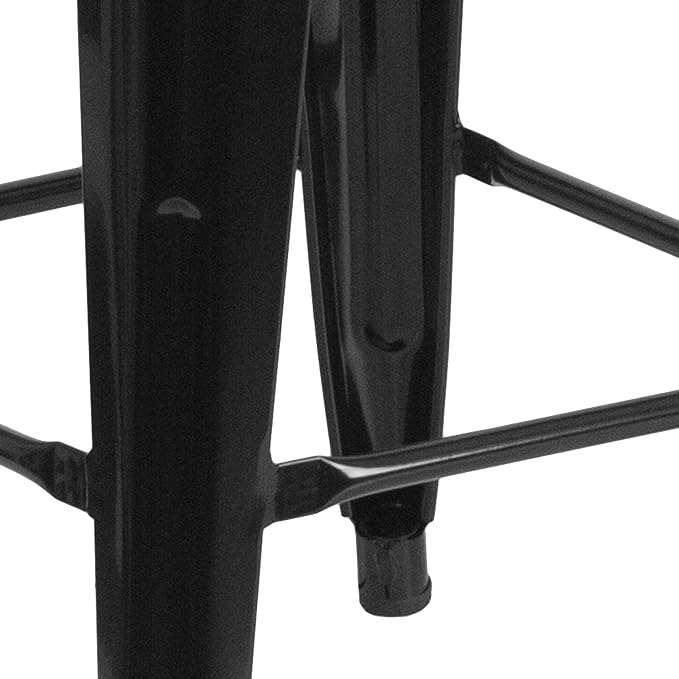 Flash Furniture Lily 4 Pack Commercial Grade 24" High Backless Black Metal - Image 9
