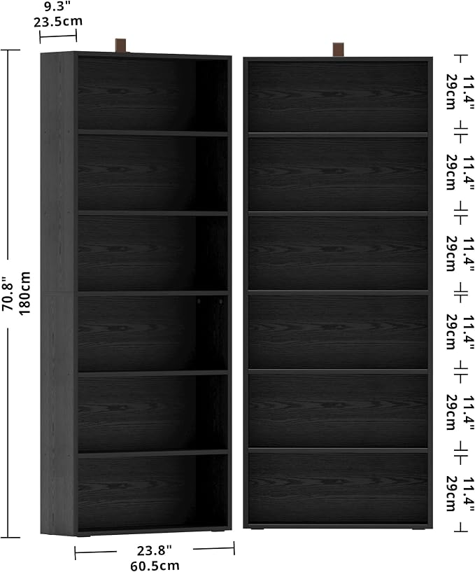 IRONCK Bookshelves and Bookcases Set of 2 Floor Standing 6 Tiers Display - Image 3
