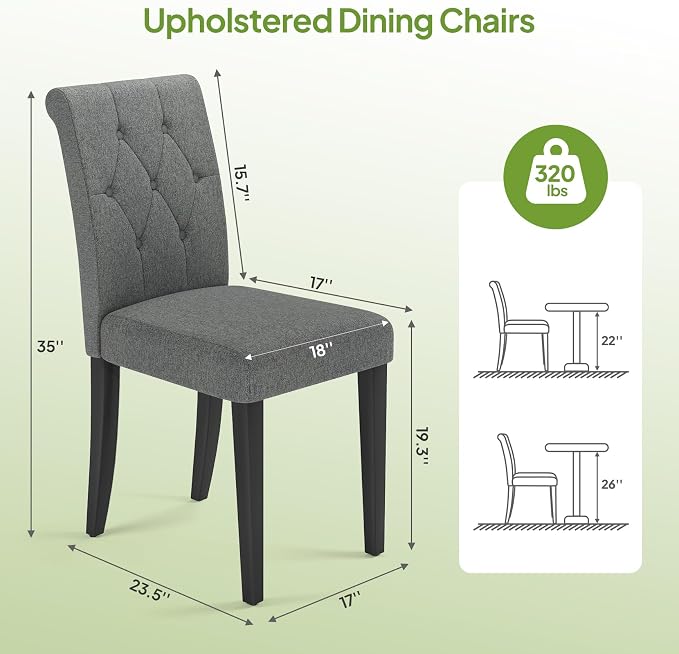 Welzona Upholstered Dining Chairs Set of 4, Button Tufted Parsons Dining Chair - Image 2