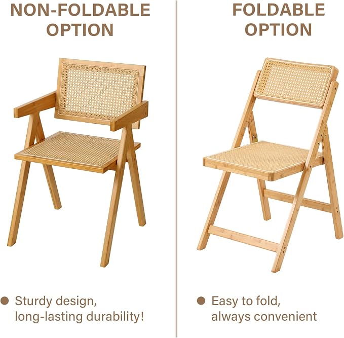 Furlide Rattan Dining Chairs Set of 2, Modern Mid Century Accent Chairs - Image 4