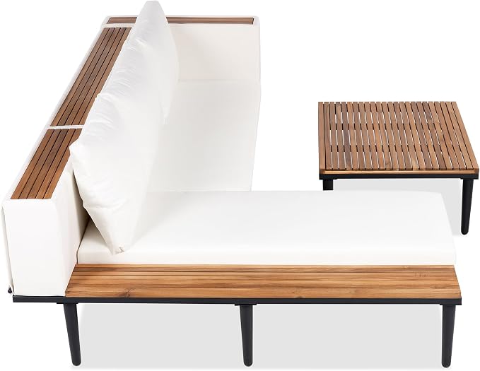 VilroCaz Luxury Outdoor Patio Furniture Set, L-Shaped Acacia Wood Sectional Sofa - Image 9