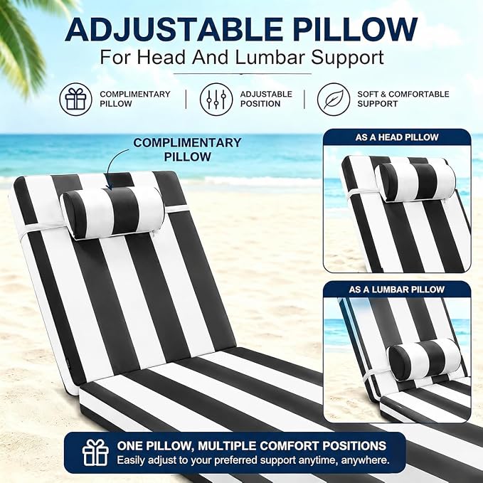 Chaise Lounge Cushion for Outdoor Furniture, Waterproof, Fade-Resistant and - Image 5
