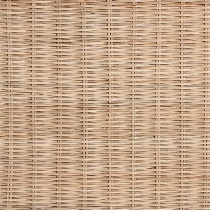 Pemberly Row Bohemian Scallop Side Table, Natural Rattan and Mahogany Wood - Image 8