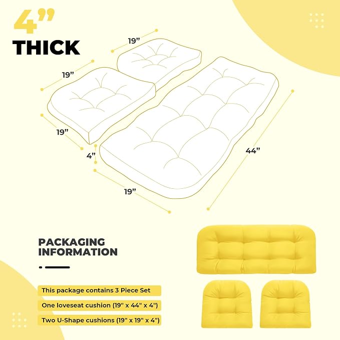 DANGHOOGY Wicker Chair Cushions, Waterproof Outdoor Loveseat Cushions - Image 2