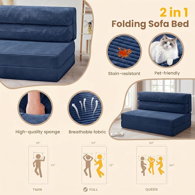 JUIKURY Folding Sofa Bed, Convertible Sleeper Chair - Image 6