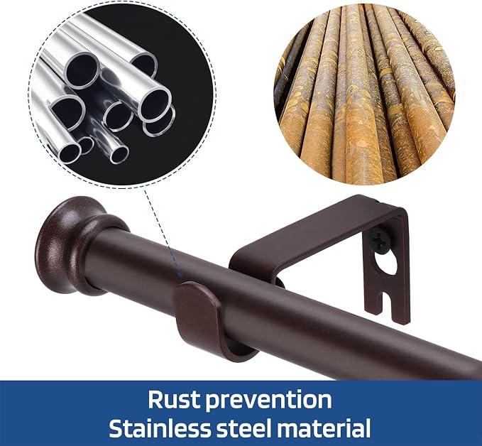 Small Curtain Rods for Windows 30" to 60" 5/8 Inch Standard Decorative Brown - Image 2