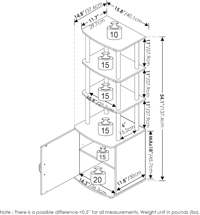 Furinno Turn-N-Tube Tall TV Entertainment Side Table Display Rack - Image 7