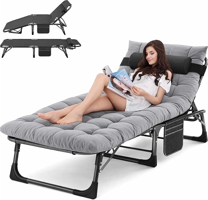ABORON Chaise Lounge Chair, 5 Positions Padded Outdoor Tanning Chair, Heavy by ABORON