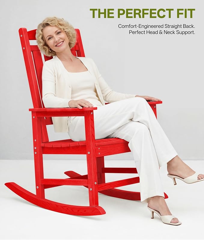 Outdoor Adirondack Rocking Chairs All-Weather HDPE Patio Rocker Chair - Image 5