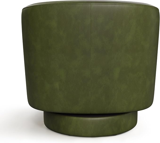 Swivel Barrel Accent Chair, Round Faux Leather Living Room Arm Chairs, Modern - Image 7