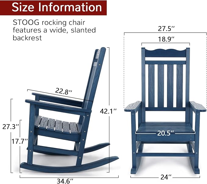 Stoog All-Weather Patio Rocking Chairs Set of 2, Outdoor Rocking Chair - Image 3