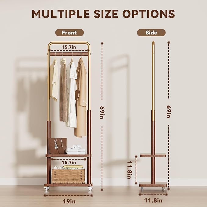 Taitiy Clothes Rack Solid Wood Coat Rack, - Image 2