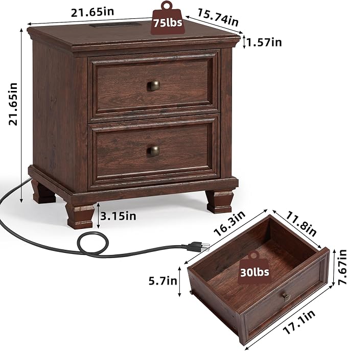 SAVOR LIFE Farmhouse Nightstand - Image 2
