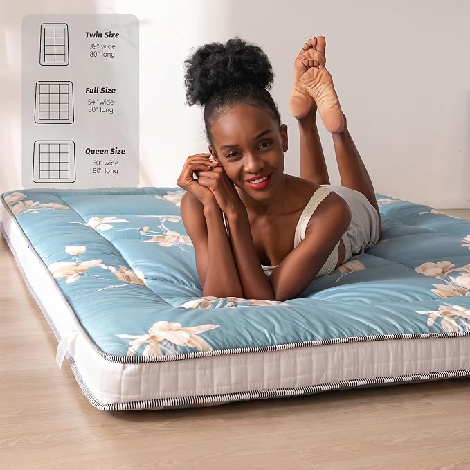 MAXYOYO Floral Printed Futon Mattress, Japanese Floor Mattress Quilted Mattress - Image 4