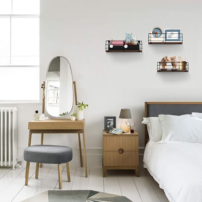 CRUGLA Floating Shelves Wall Mounted Set of 3, Hanging Storage Wall Shelf - Image 4