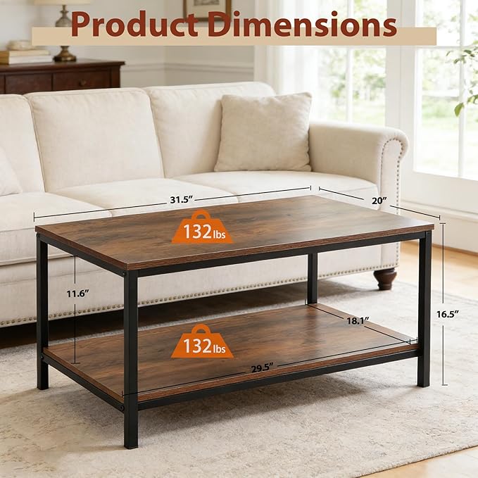 ZenStyle Industrial Coffee Table - Image 3