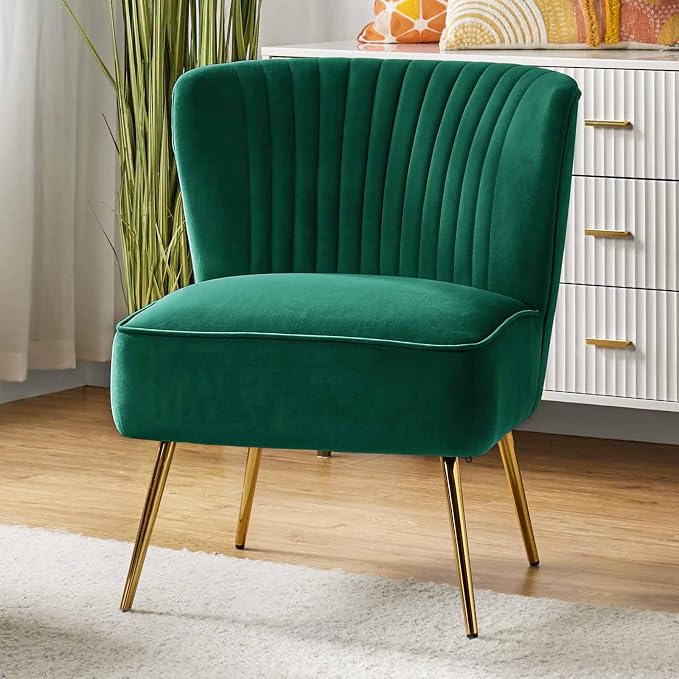 HULALA Home Velvet Accent Chair, Modern Upholstered Cute Side Chair by HULALAHOME